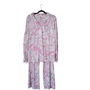 Munki Munki Snoopy Peanuts Pajamas 2pc Set M Pink White Button Up Comfy Cozy